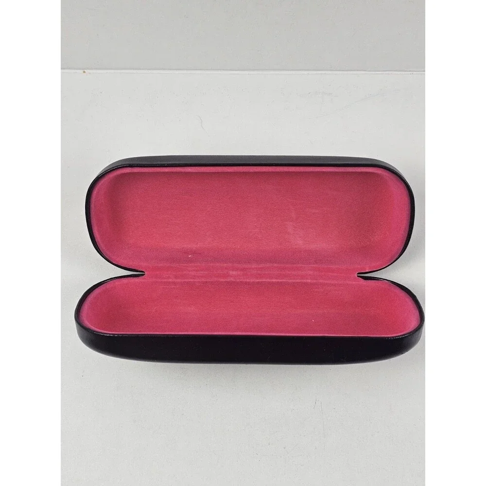 Hard Candy Pink Lining Black Hard Clamshell Eyeglasses Sunglasses Case